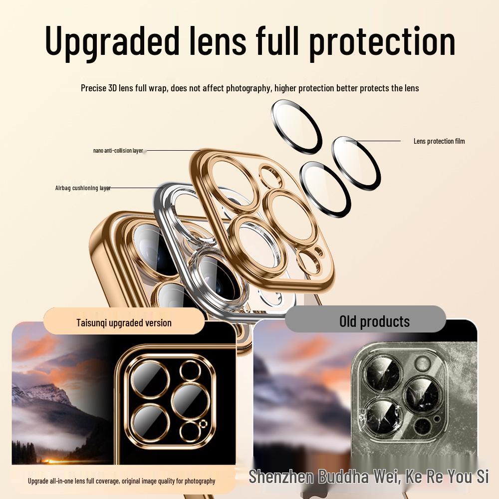 Carcasă Transparentă din TPU Galvanizat cu Folie pentru Cameră și Dop de Praf pentru iPhone 17 Pro Max