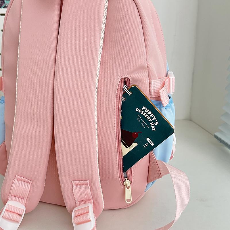 Student Schoolbag Women's Contrast Color Backpack Children's Backpack for Girls