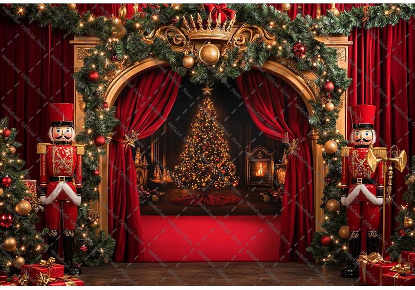 Mehofond Photography Background Winter Christmas Circus Nutcracker Xmas Tree Kids Family Portrait Decor Backdrop Photo Studio