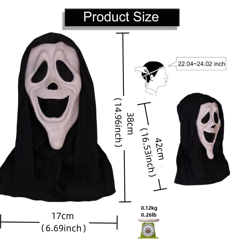Horror Ghost Mask Realistic Scream Tongue Scary Ghost Face Latex Mask  Cosplay Killer Mask Demon Slayer Halloween Costume