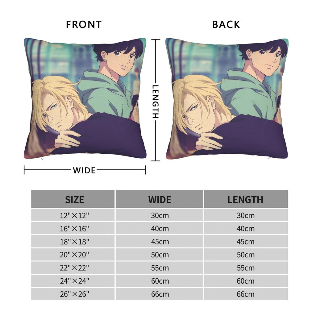 Dekoracyjne Poszewki na Poduszki Banana Fish Akcesoria Anime Poszewka na Poduszkę do Łóżka Pokrowiec na Poduszkę z Zamkiem Błyskawicznym Wielorazowego Użytku