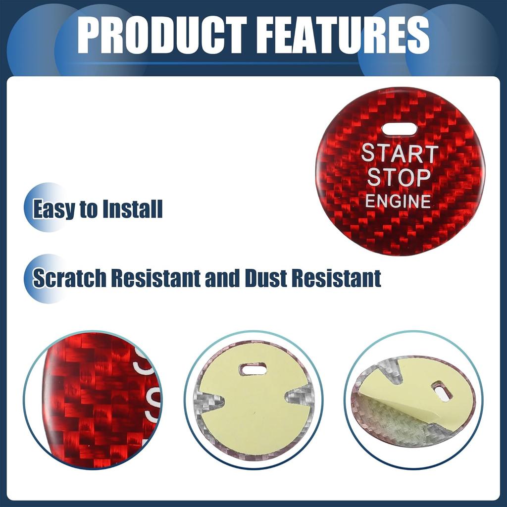 Engine Start Stop Button Cover,Front Ignition Starter Switch Sticker for Mazda 3 Red, 1 Pc