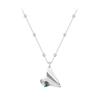 BAMOER 925 Sterling Silver Heart Origami Paper Airplane Necklace, White Gold Plated Simple Triangle Paper Airplane Necklace for Women Couple