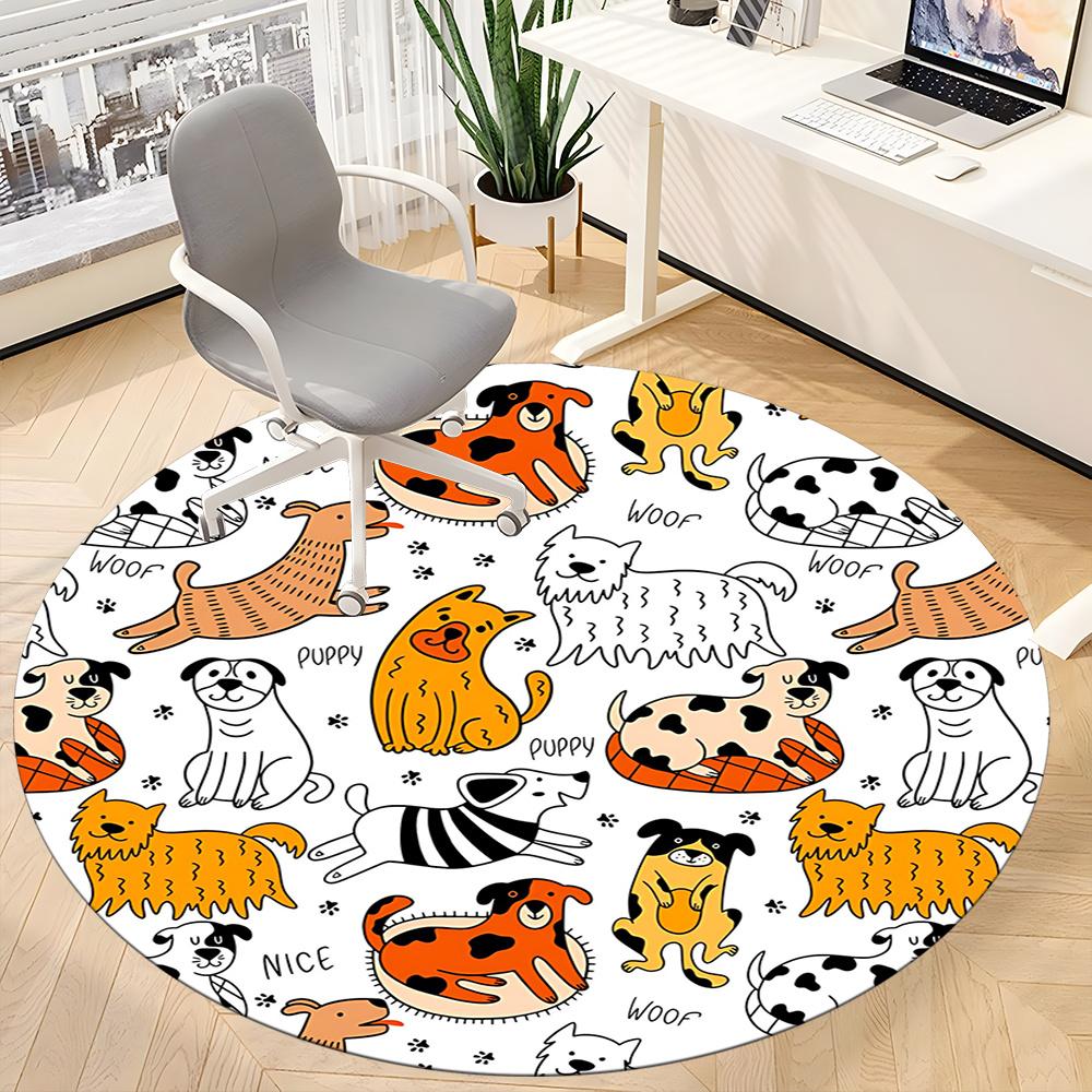 1pc Dogs Pets Office Round Area Rug, Indoor Mat Suitable ForOffice, Under Office Chairs Bedroom Living Room Home Decor, Room Decot186