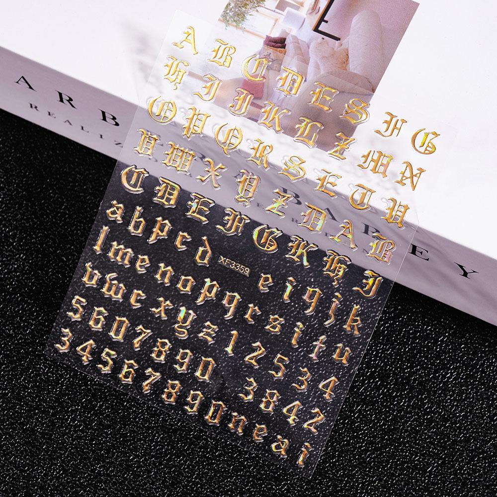 3D Adhesive-Backed Letter Manicure Decorative Sticker Fluorescent Yellow-Green Self-Adhesive Plastic Self-Adhesive Nail Sticker Nude
