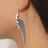 Fashion Retro Inlay Zircon Ancient Silver Feather Texture Angel Devil Wing Pendant Dangle Earrings for Women Gothic Punk Jewelry