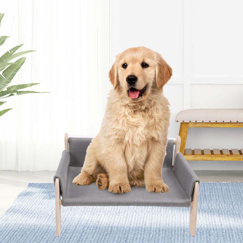 Pet Couch Bed Pine Wood Stylish Look Versatile Anxiety Relief Elevated Cat Dog Sofa Bed for Home Indoor