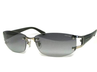 Police Sunglasses POLICE SPLC60J 568N 59 with Case UV Protection No Rim Two Point Japan Model 2021 Model Oval Titanium Combination Frame Shiny Gray