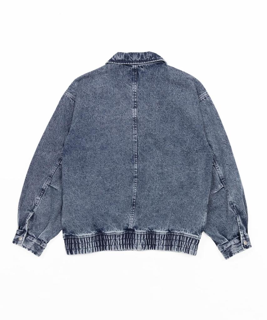 WEGO Unisex Flight Korean Loose Size Denim Men's Jacket, Outerwear, Streetwear, Style, Fit, Oversized, Winter/Spring Wear, L, Medium-Dark