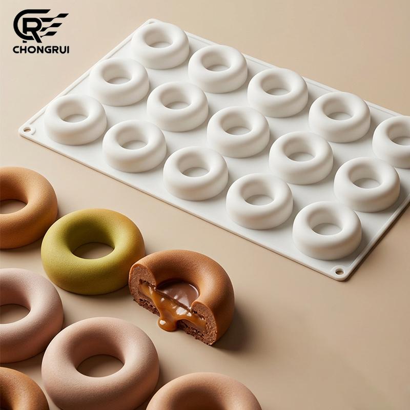 Kitchen Goods-Yulin-002 15‑Cavity Donut Silicone Mold Food Grade Heat Resistant Non‑Stick Cake Mould Easy Release Pastry Dessert Baking Tool For Kitchen