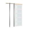 Sliding Pocket Door, 915 x 2035 mm, 5-Lite Frosted Glass Single Sliding Door with Hardware Kit, Sturdy Solid Wood & MDF Pocket Doors Slab with