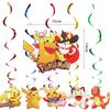 Party Set Pikachu: Pokemon narozeninová girlanda, ozdoby na dort, balónky a spirálové dekorace