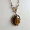 Gothic Yellow Resin Charm Bronze Necklace With Geometric Pendant For Men And Women