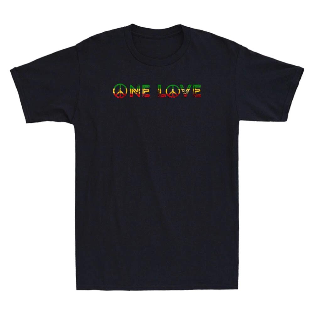 One Love Rasta Reggae Music Rastafarian Lover Jamaica Peace Retro Men s T-Shirt M