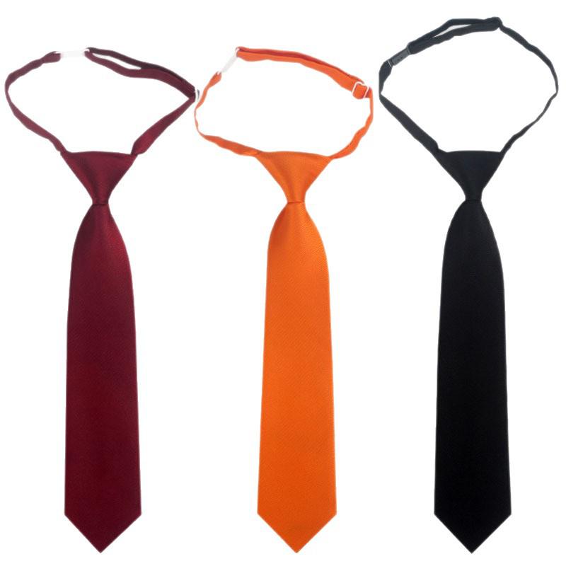 Korean Style No-Tie Lazy Insert Buckle Short Solid Color Tie for Girls - Black, Wine Red, Dark Green