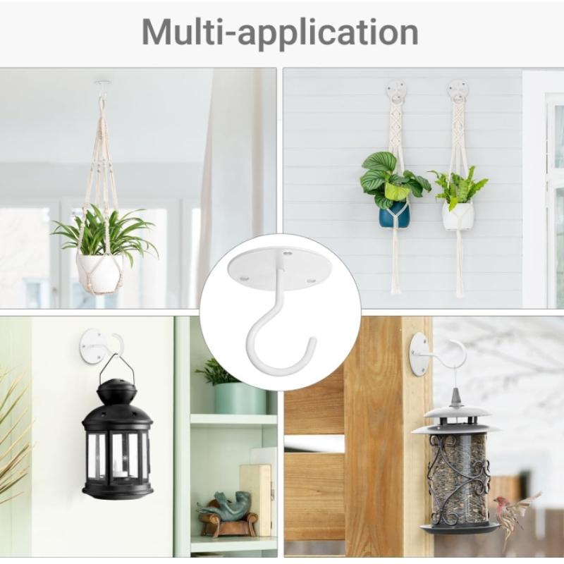 Ceiling Hooks for Hanging Plants, Metal Plant Hanger Bracket Wall Mount Hooks for Hanging Bird Feeders,Outdoor Decoration Hooks