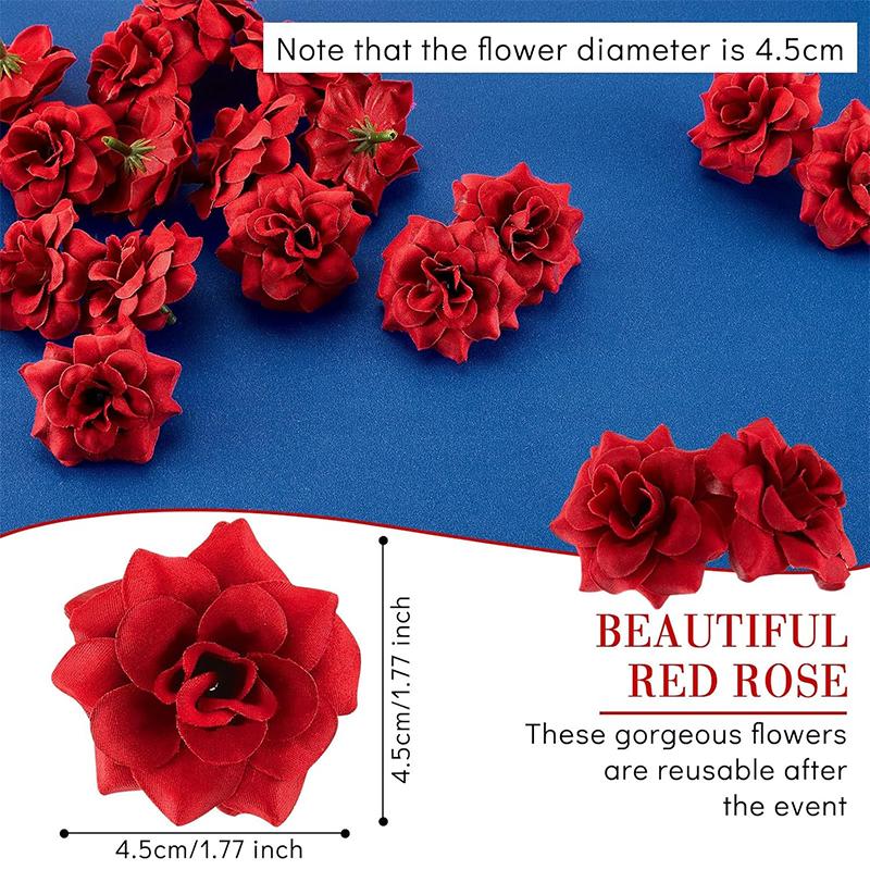 5/10/20Pcs 4.5cm Red Silk Artificial Rose Heads for Home Room Decorations Wedding Decoration DIY Bride Wreath Accessories