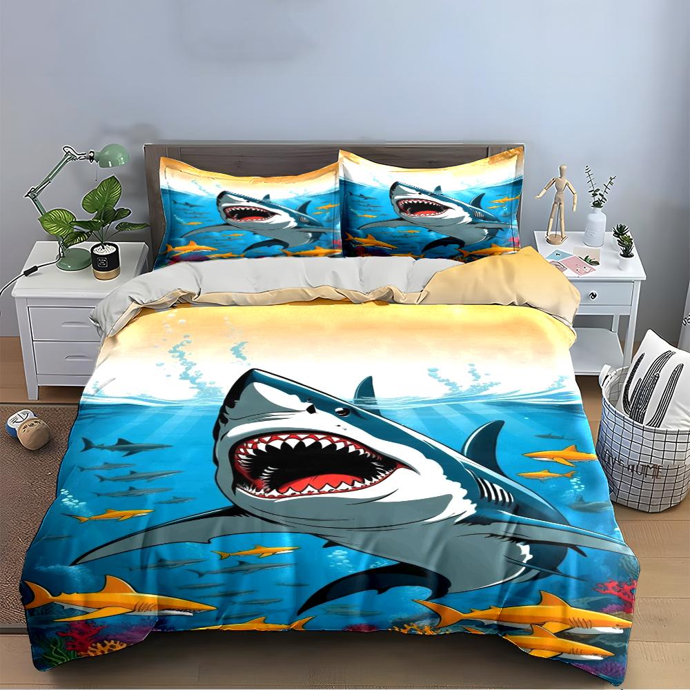 Shark Ocean Bedding Set Bedding Set (1 Duvet Cover, 2 Pillowcases, Duvet Not Included)