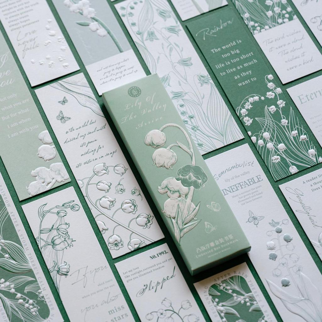 Embossed Lily of the Valley Bookmarks - Artistic Journal Clips