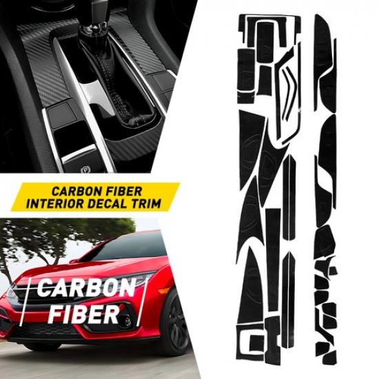 Carbon Fiber Black Interior Decoration Cover Trim For Honda Civic 2016 17- K