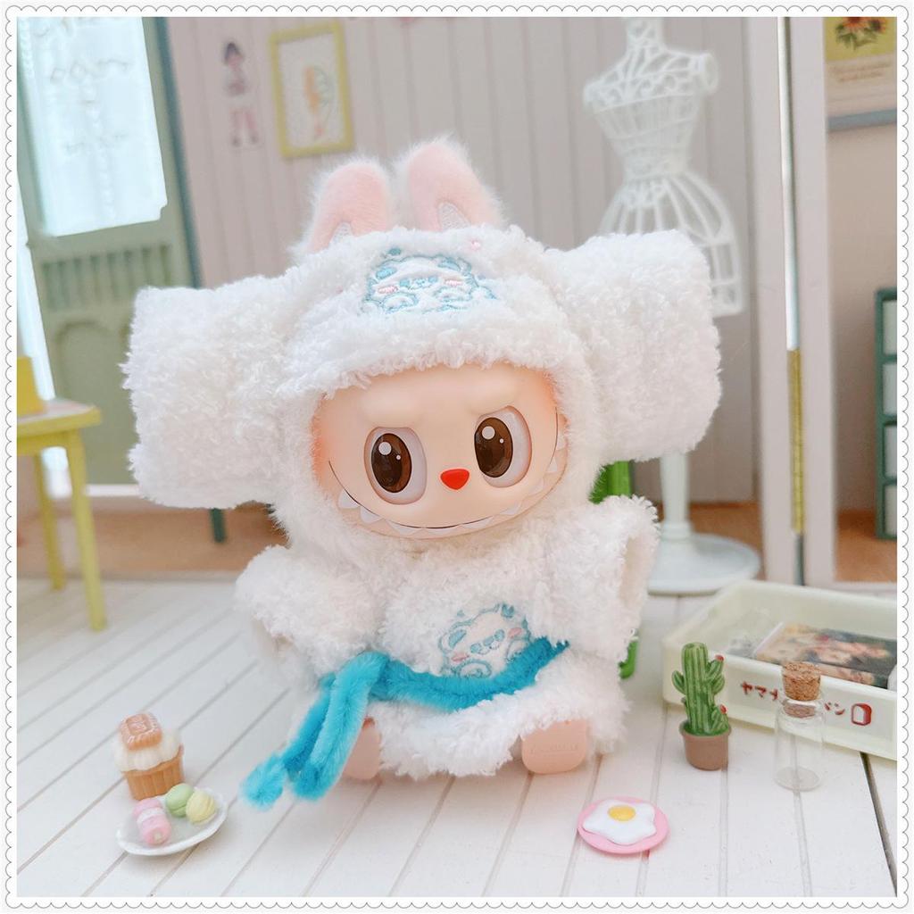 First, Second, and Third Generation Labubu Doll Clothes: 17cm Plush Onesie for 10cm Labubu Dolls, Cute Cartoon Design
