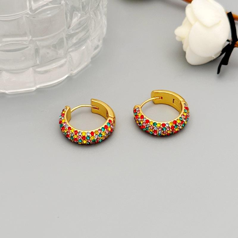 

Flash Diamond Color Zircon Exquisite Earrings Ks Niche Design Fashion Light Luxury High Sense Ear Buckle Temperament Earrings Earrings