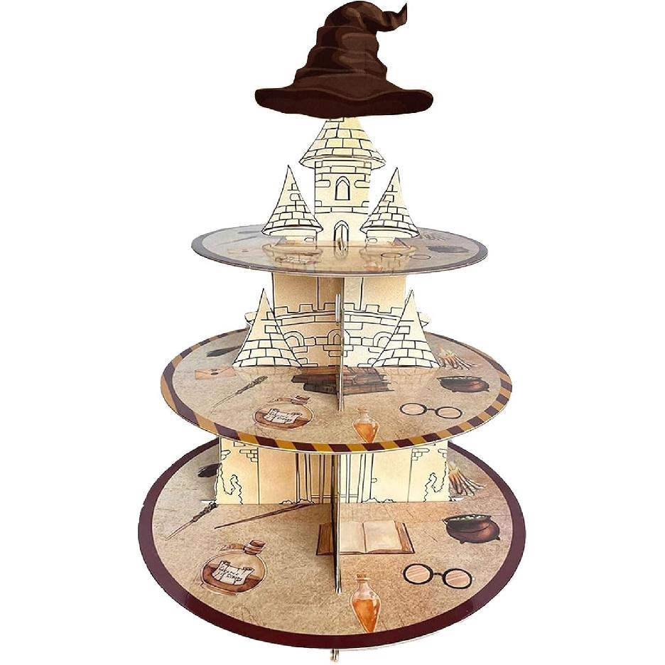 Magical Wizard Cupcake Stand Wizard Birthday Party Decorations 3 Tiered Magical Hat Dessert Cake Table Displays Wizard Lover Halloween Baby Shower