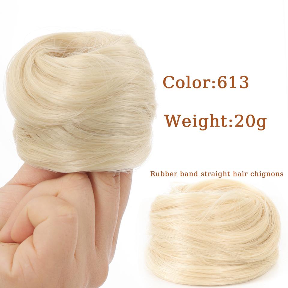 1PC Synthetic Hair Bun Curly Straight Hair Messy Bun Scrunchies Updo Hair Bands Elastic Band Hairpieces For Women Straight Fring
