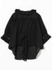 Beams Boy Short Sleeve Cotton Linen Shirt with Ruffles and Gathered One Size Women's Trim, Black,