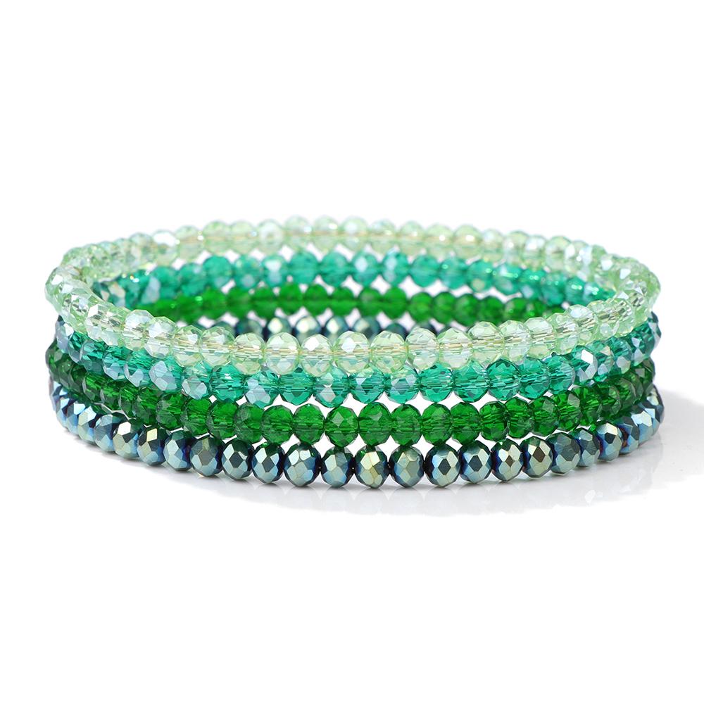Set da 4 Pezzi Braccialetti Elastici con Perline di Cristallo Lucido Bohemien Facettati Colorati Braccialetti con Perline di Vetro di Cristallo Set di Braccialetti per Donne