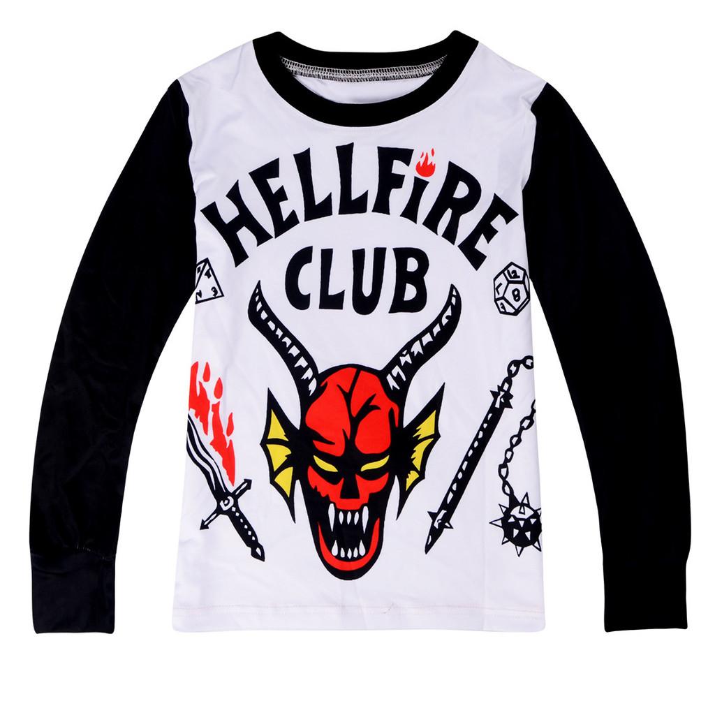 Kinder Jungen Mädchen Stranger Hellfire Print T-Shirt Top Hose Hose Pyjama Schlafanzug Sets