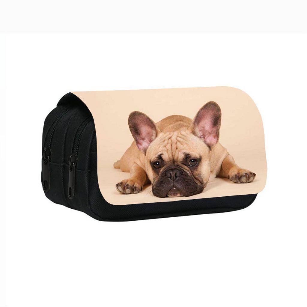 Uroczy piórnik z nadrukiem szczeniąt, dwuwarstwowy, dla uczniów szkół średnich i dzieci