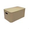 Storage Basket, Leather Organizer Bin with Handle, Desktop, Living Room, Brown 26.5x20.5x14.5cm Warm