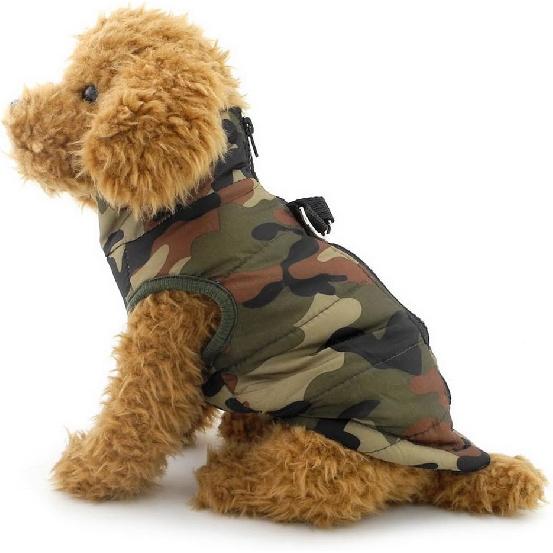 SMALLLEE_LUCKY_STORE New Various Pet Cat Dog Soft Padded Vest Harness Small Dog Clothes Green Camouflage M, Model:BFL049-Green-M