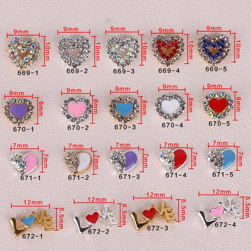 Rhinestone Alloy Peach Heart Nail Art Decorations Normal specifications