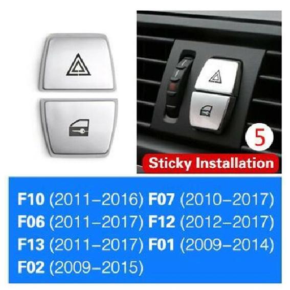 2 Pieces Silver ABS Car Front Warning Switch Cover For BMW 5 6 11 12 13 14 15