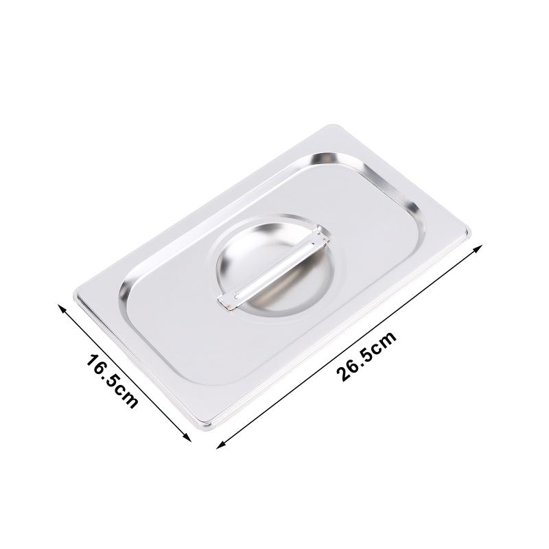 [ZYAS]Stainless Steel 1/9 1/6 1/4 1/3 1/2 1/1 Food Pan Lid Steam Table Pan Covers Notched Lids With Handle Lock Heat