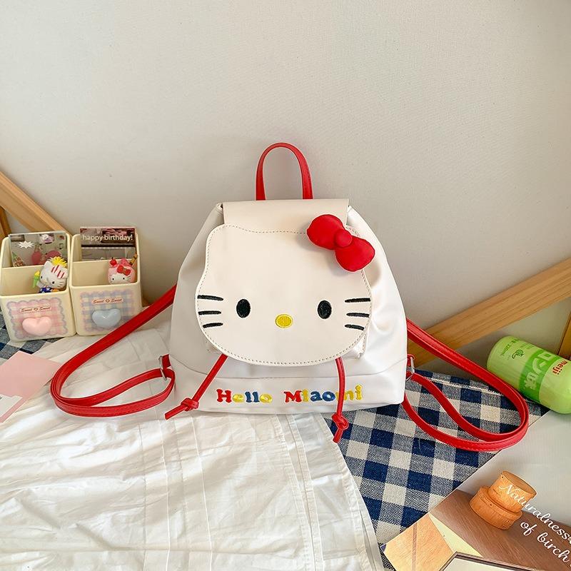 Stylish Cute Bow Cat Portable Flip Small Backpack Female New Cartoon Casual Simple Backpack