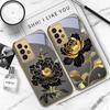 Black Gold Peony Flower For Samsung A 01 52S A04 A05S A10 A12 13 22 23 24 36 42 M02 Note 10 20Ultra 8 9 Golden glass phone case