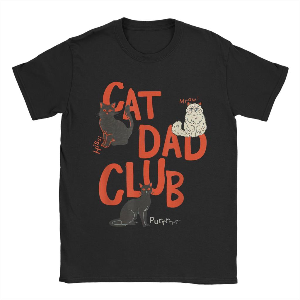 Cat Dad T-Shirt Funny Men Printed Short Sleeve Tees