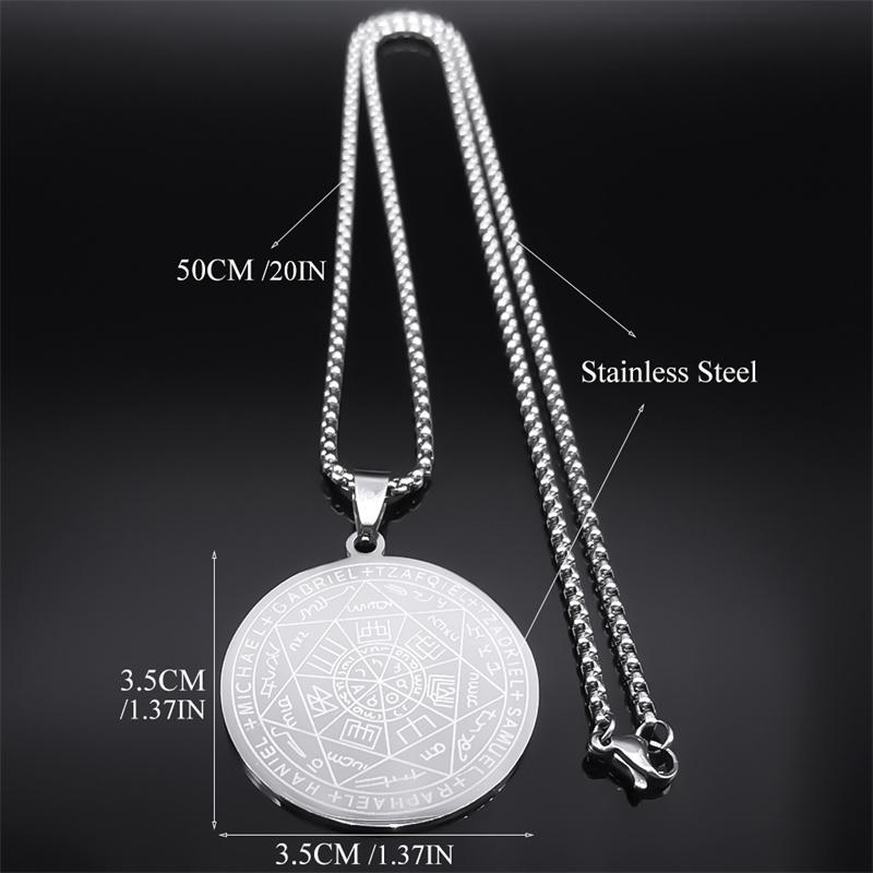 Seven Archangels Amulet Stainless Steel Necklaces Men Seal of Salomon Talisman Christian Protection Jewelry