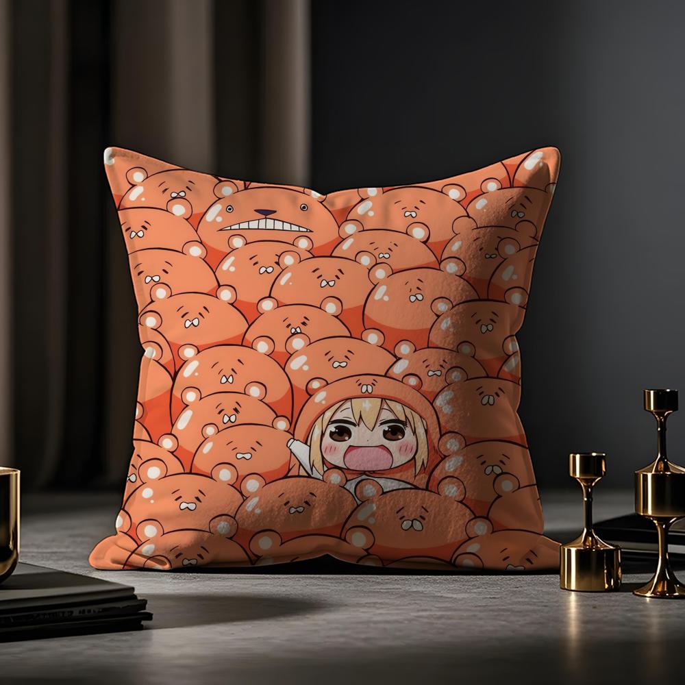 Umaru Doma Anime Cushion Cover Anti-dustmite Pillowcase Invisible Zipper Silky Short Plush Sofa Cushion Cover