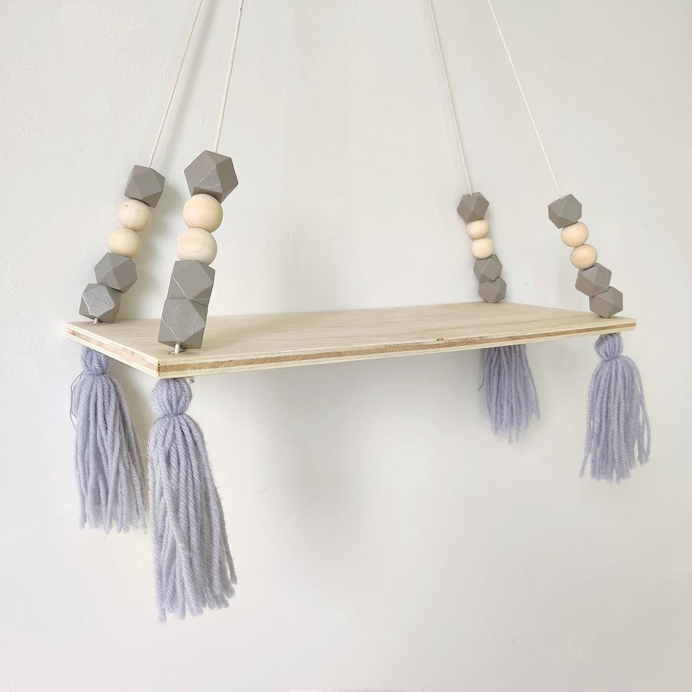 Nordischer Stil Macaron Achteckige Perle Fransen Regal Wandbehang Kinderzimmer Kreative Heimdekoration Brett