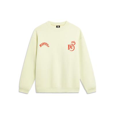 Li Ning Badfive Letter Round Neck Pullover Sweatshirt Men Sweatshirt Jade-Green AWDU091-7