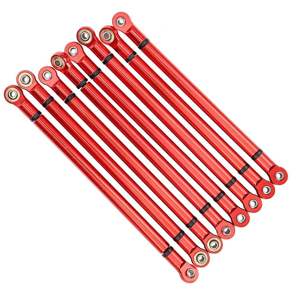 8Pcs Aluminium Alloy Link Rod for SCX10 1 10 Scale 313mm Wheelbase RC Crawler Car (Red))