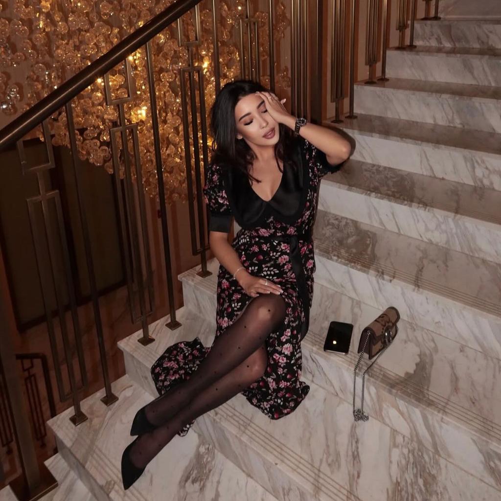 Fashion Slim-fit Printed Women's Dress Summer Lapel Short-sleeved Ankle-length Dress Elegant High-waist Slit Women's Dress