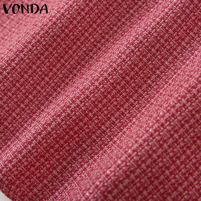 VONDA Women Summer Round Neck Puff Short Sleeve Blouses