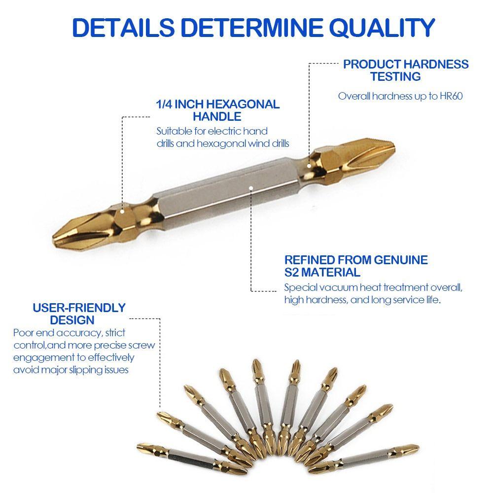 Durable High Hardness Double Headed Strong Magnetic Titanium Coated Hand Tools Screwdriver Bits