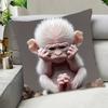 1pc Angry Monkey Print Pillow Cover - Soft Short Plush Contemporary Style with Zipper Closure, Machine Washable Decorative Pillow Case for Bedroom, Li