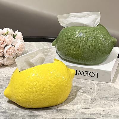 Ceramic Lemon Tissue Box Desktop Decoration Creative Tissue Storage Box Modern Napkin Tissue Holder Home Decoration Accessories